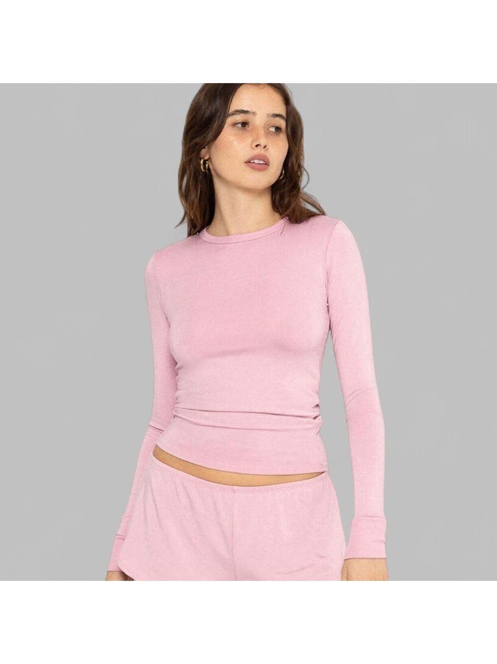 SET Active-JERSEY FITTED LONG SLEEVE Top-PEONY  Pink Size-Small-New